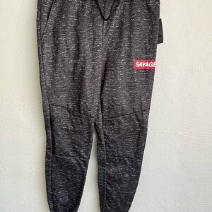 Retro Stitch Man  Black  Tapered Leg Drawstring Jogger Pants ,Size M